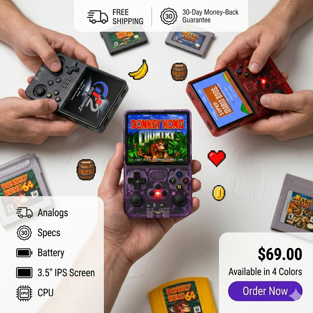 Retro Handheld Game Console – 10,000+ Games | 3.5” IPS Screen | Portable Gaming Device